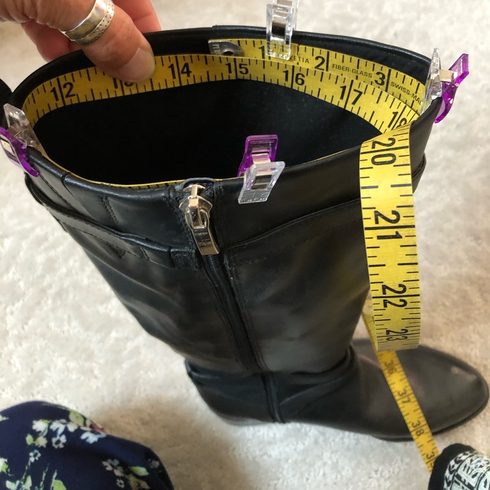 7 Essex Lane Leather Buckle Boots Soft Supple Low Heel Tall Boots Knee Maggie - Picture 11 of 11